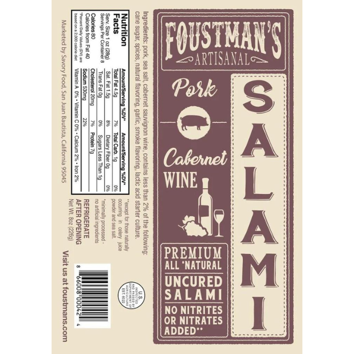 PORK CABERNET WINE | ALL-NATURAL UNCURED SALAMI