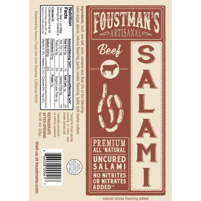 BEEF SALAMI ORIGINAL | ALL-NATURAL UNCURED SALAMI