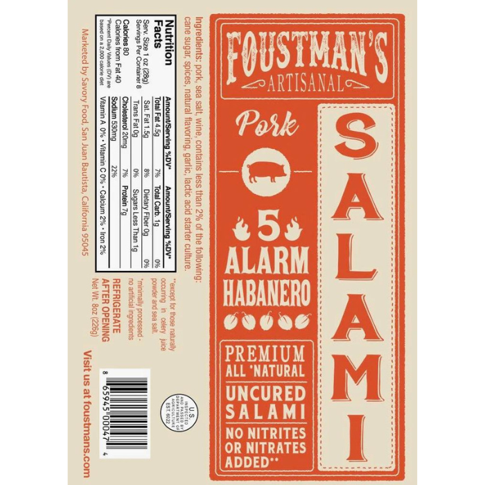 PORK HABANERO 5-ALARM | ALL-NATURAL UNCURED SALAMI