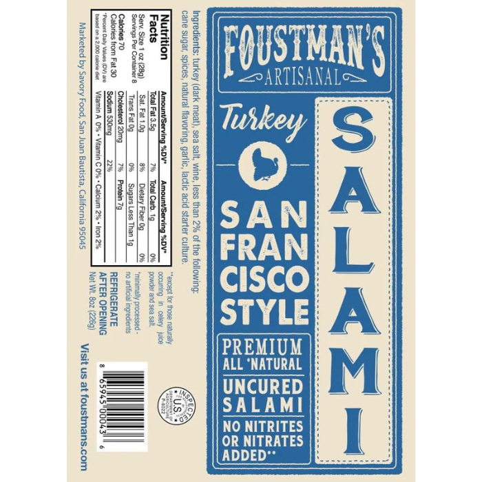 TURKEY SAN FRANCISCO STYLE | ALL-NATURAL UNCURED SALAMI