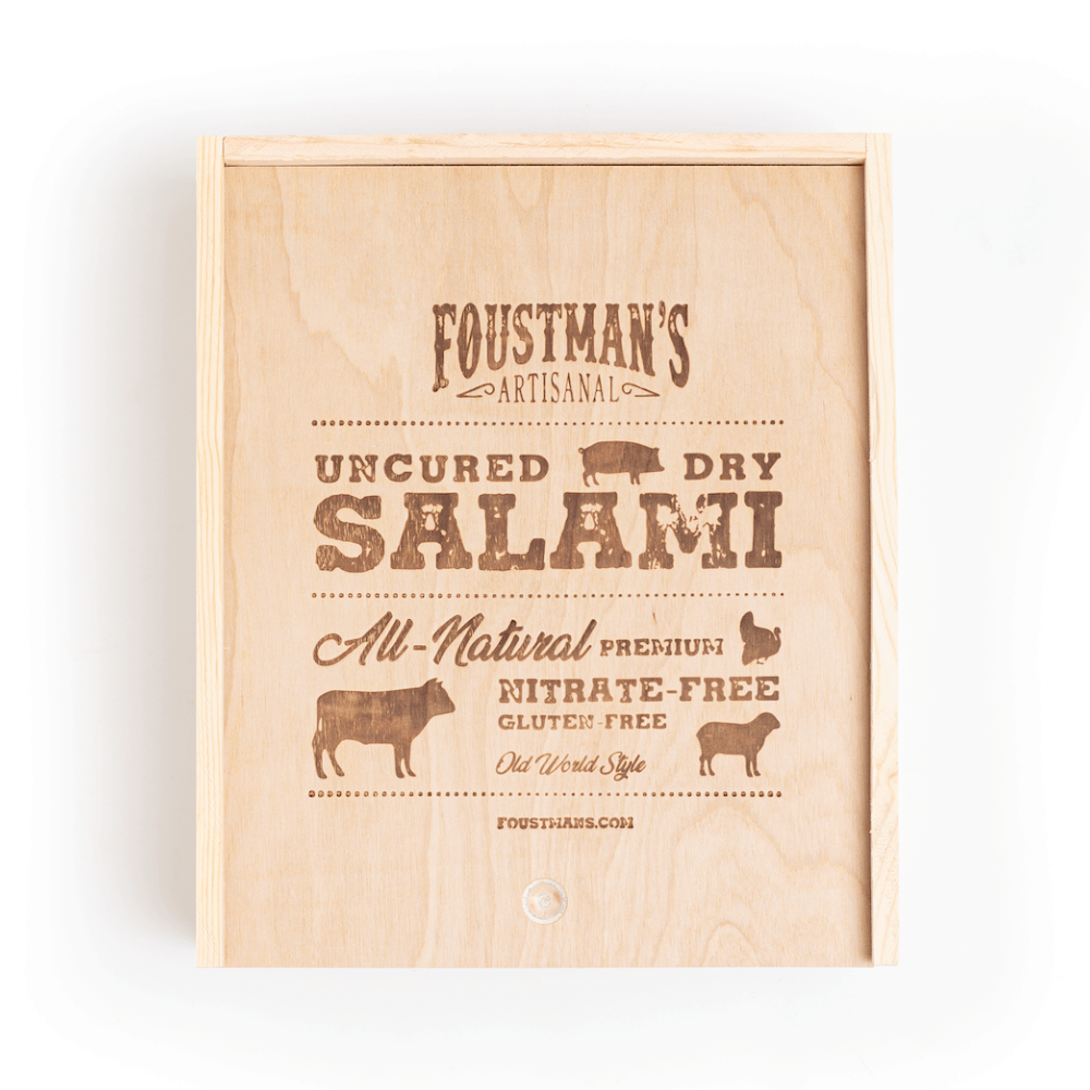 WOODEN GIFT BOX | SALAMI VARIETY 4-PACK | UNCURED