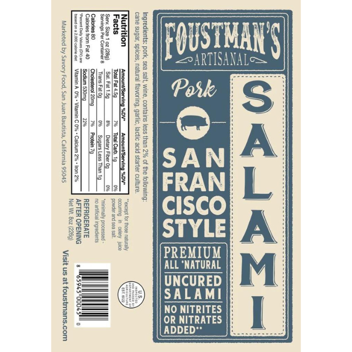 PORK SAN FRANCISCO STYLE | ALL-NATURAL UNCURED SALAMI