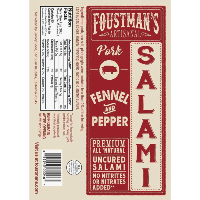 PORK FENNEL & PEPPER | ALL-NATURAL UNCURED SALAMI